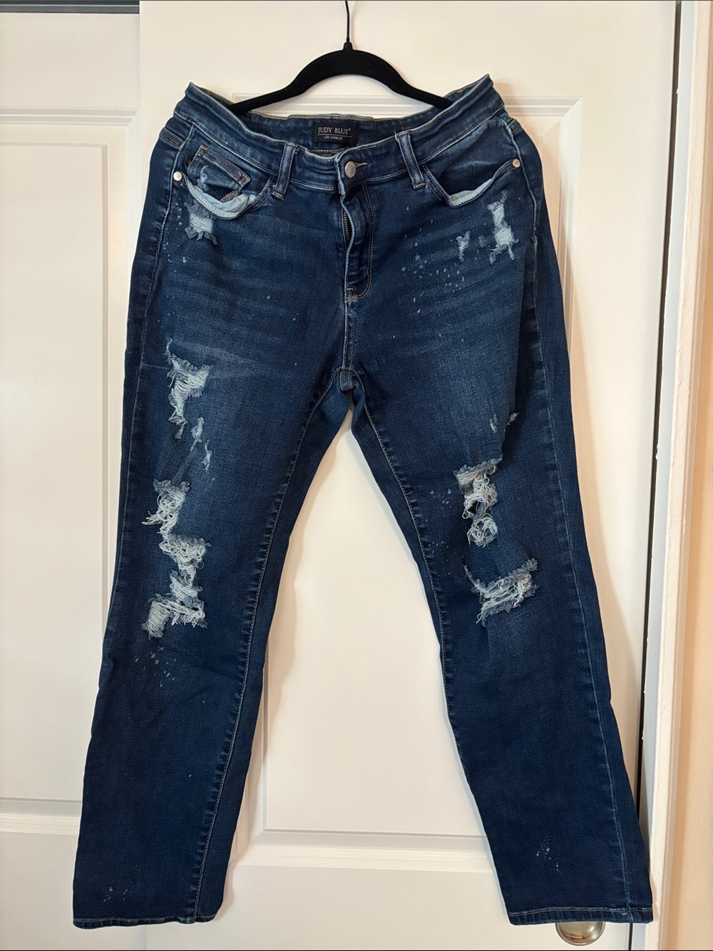 Judy Blue Dark Indigo Distressed Boyfriend Jeans